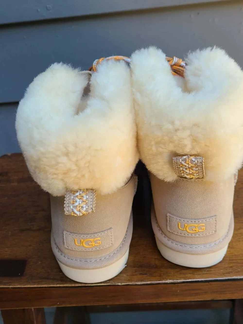 UGG Classic Mini Alpine Suede Shearling Lace Up Boots size 8 NWT